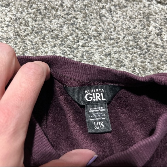 Athleta Girl Feelin' Great 2.0 Girls Sweatshirt L 12 Purple Soft Note - Picture 10 of 11